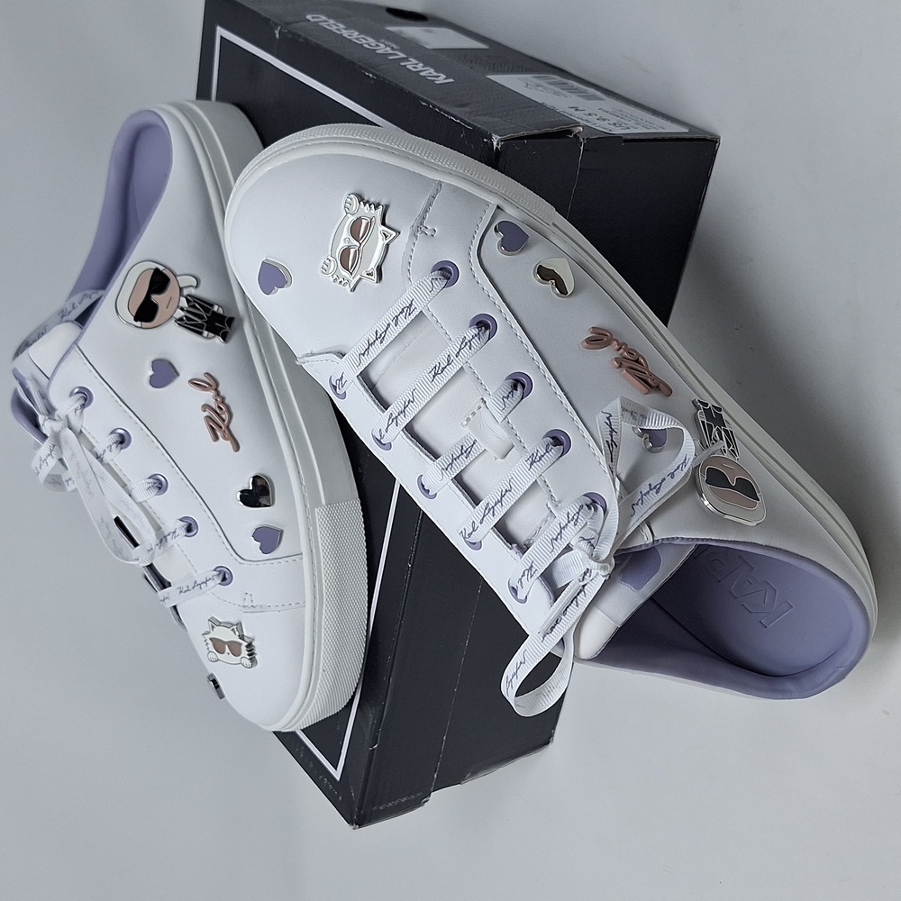 KARL LAGERFELD PARIS Cambria Charm Detail Leather Mule Sneakers size 9.5